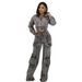2027 Fashion European-USA Style Women Lapel Long Sleeve Short Denim Jacket + Jeans Multi-Pocket Washed Two Piece Suit_ecoleips.com