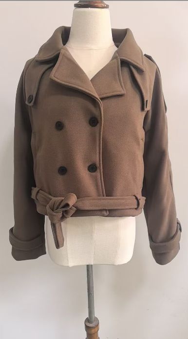 Wool-Blend Double-Breasted Trench Coat – Women’s Fashion Outerwear With Belt, Oversized Lapel & Mid-Length Cut (Dark Brown, S-XL)_ecoleips.com