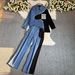 Retro Casual Suit For Women Korean Version Contrast Color Stitching Denim Shirt + High Waist Loose Wide Leg Pants Two Piece Suit_ecoleips.com