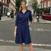 Women's Lapel Solid Color 7/8 Sleeve Pencil Shirtdress – Slimming Casual Office Gown_ecoleips.com