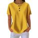 Women's Clothing Goods Women's Fashion Round Neck Waffle Knit Pullover Short Sleeve Top Solid Color Summer For Formal & Casual For Women_ecoleips.com