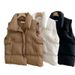 Women's Quilted Puffer Vest With Stand Collar - Lightweight Winter Layering In Khaki/White/Black | M To 2XL_ecoleips.com