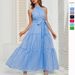 Cross-border European Site Women's Clothing, New Summer Hot-selling Halter-neck Ruffle Long Dress_ecoleips.com