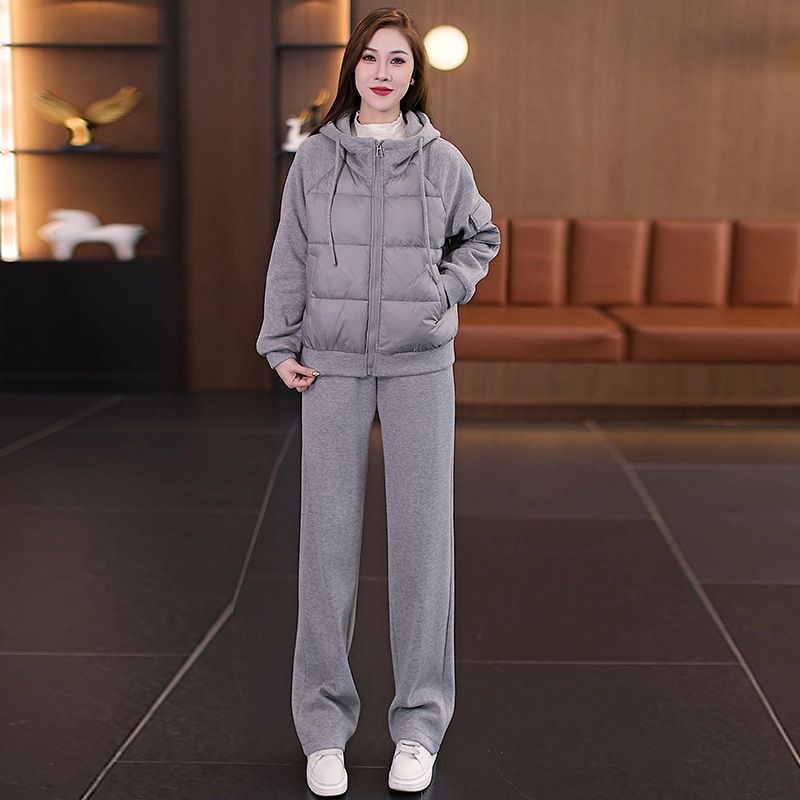 Women's Clothing Fashion Casual Sports Suit For Women Winter New Style Down Cotton Sweater Jacket Thickened Pants Two Piece Suit_ecoleips.com