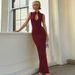 2025 Winter New Fashion French Style Hollow Out Knitted Slim Fit Back Split Dress Wholesale_ecoleips.com