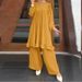 Verve Muslim Commuter Daily Casual Ruffle Solid Color Patchwork Elegant Home Fashion Suit Pants For Women_ecoleips.com