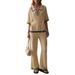Women's Clothing New Spring And Summer V Neck Shirt Casual Trousers Contrast Color Design Fashion Suit_ecoleips.com