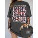 European Size Women's Pure Cotton EZwear T-Shirt Letter Print Western Style Crew Neck Top_ecoleips.com