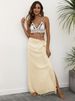 Boho Beach Wrap Skirt With Tassel Trim – Flowy Asymmetrical Maxi Skirt For Women, One-Piece Design, Adjustable Tie Waist, Versatile Summer Outfit_ecoleips.com