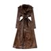 French Vintage Belted Trench Coat – Elegant Lapel & Waist-Tie Long Sleeve Coat For Women (Black/Coffee)_ecoleips.com
