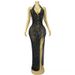 Women's Clothing New Sexy Deep V Mesh See Through Holiday Dress Cocktail Party Evening Dress Birthday High End Dress_ecoleips.com