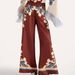 Women's Printed Lounge Set – Long Sleeve Top & Loose Jogger Pants, Polyester Two-Piece Outfit (Floral/Abstract, S-Xl)_ecoleips.com
