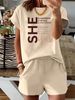 Women’s 2 Piece Outfit Set – Oversized Graphic T-Shirt And Biker Shorts Matching Set, Casual Summer Lounge Tracksuit For Daily Wear-348_ecoleips.com