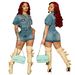 Women's Slim Fit Stretch Denim Bodycon Dress Jumpsuit Short Skirt American Sexy Button Style_ecoleips.com