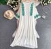 Women's Ethnic Style Retro Flared Sleeve Dress Summer Embroidered Single Breasted Round Neck Loose Long Dress_ecoleips.com