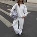 Women's Oversized Two-Piece Set Long Sleeved Solid Color Pullover Sweatshirt And Sweatpants Casual Outfit Polyester_ecoleips.com