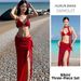 Women's Bright Red Swimsuit Tank Top Slimming Long Bikini Set for Beach Vacations And Hot Springs Flattering Sexy_ecoleips.com