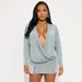 Women's Fashion Deep V Neck Long Sleeve Bodycon Dress Autumn Winter American Style Solid Color Waist Cinching_ecoleips.com