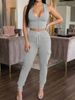 Women's Solid Color Casual Suit For Summer Style Elastic Waist Vest And Pocket Pants Set_ecoleips.com