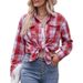 Aria Basics Aria Basics 2026 New European And American Women's Autumn Winter Casual Fashion Loose Plaid Pocket Shirt For Women_ecoleips.com