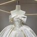 Winter Collection French Style Satin Wedding Dress Off The Shoulder Gown With Train High Quality Haute Couture New_ecoleips.com