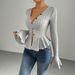 Elegant V-Neck Ruffle Blouse – Flared Sleeve Tunic Top For Women (S-XL, 5 Colors)_ecoleips.com