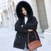 girl Girl Girl 2023 New Women's Mid-Length Waist-Cinching Slimming Detachable Rex Rabbit Fur Inner Jacket Parka Hooded Coat_ecoleips.com