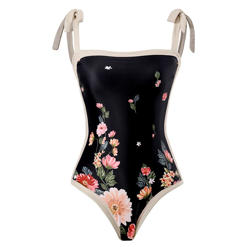Vintage Printed Swimsuit – French Retro One-Piece & Two-Piece Bikini Set For Beach & Hot Spring_ecoleips.com