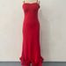 Women's Clothing Spaghetti Ball Ruffle Hem Sleeveless High Waist Bodycon Dress_ecoleips.com