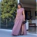 Summer V Neck Slim Fit Long Dress for Women Leg Revealing Elastic Versatile plus Size Solid Color New 26_ecoleips.com