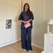 Snoryin Women's Linen-Blend Casual Set Relaxed Short Sleeve Tee And Wide Leg Pants Outfit In Olive Khaki Navy Pink_ecoleips.com