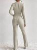 Women's Clothing Round Neck Long Sleeved Fashion Casual Suit Knitted Ribbed Wide Leg Pants Suit_ecoleips.com