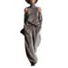 Autumn/Winter Women's Casual Sportswear Set Korean Long Sleeved Solid Color High Neck Zipper Wide Leg Pants_ecoleips.com