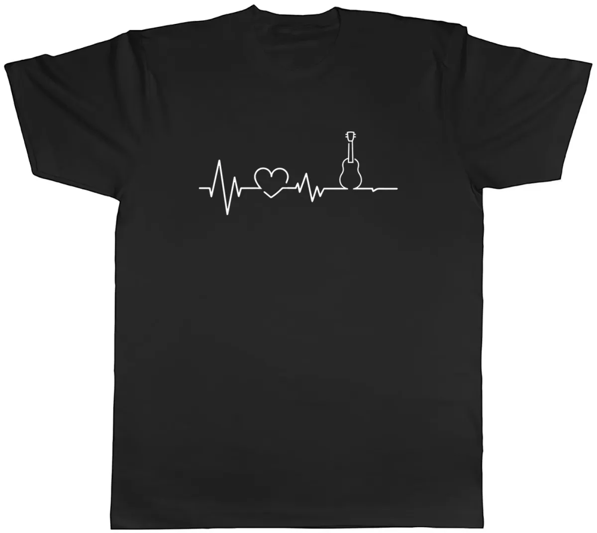 Women's T-Shirts Heartbeat Ukulele Mens T-Shirt Love Uke Guitar String Instrument Tee Gift_ecoleips.com