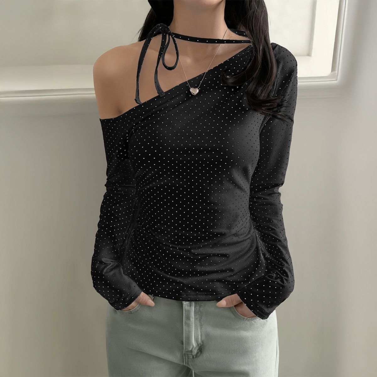 Women's Clothing Sweet Girl Y2K Cat Tie Long Sleeved T-Shirt Women's Versatile Top European American Style Spring Summer Clothing_ecoleips.com