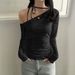 Women's Clothing Sweet Girl Y2K Cat Tie Long Sleeved T-Shirt Women's Versatile Top European American Style Spring Summer Clothing_ecoleips.com
