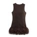 Women's Clothing Slim Round Neck Sleeveless Mesh Splicing Dress_ecoleips.com
