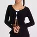 Women's Sexy American Style Long Sleeve Black Knit Cardigan Hot Girl Top Stylish Knitwear_ecoleips.com
