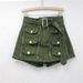 Personalized Pocket Zipper Design Army Green Denim Skirt Pants Women's Summer High Waist A Line Slim Two Piece Hip Skirt_ecoleips.com