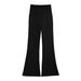 Black Flared Suit For Women New Autumn Winter Fleece High Waist Slim Fit Petite Casual Plus Size Bell Bottom Pants_ecoleips.com