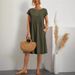 Aria Basics Aria Basics 2026 European And American Fashion Summer OL Style Women's Cotton Linen Round Neck A-line Plus Size Loose Dress_ecoleips.com
