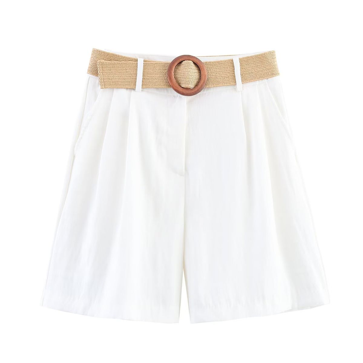 Aria Basics Aria Basics PB&ZA Women's Clothing 2025 Summer New European And American Style Simple Versatile Belt Bermuda Shorts 8649767_ecoleips.com