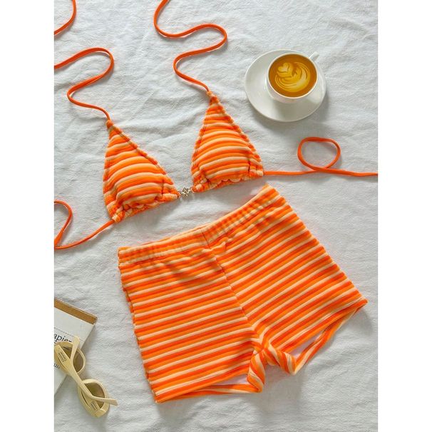 Women's Clothing Orange Soda Women's Beach Vacation Bikini Swimsuit Suspender Bikini Small Floral Print Swimsuit Set Retro Sexy Hot Girl_ecoleips.com