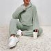 In-stock European American Cross-border 2025 Autumn Winter Solid Color Women's Two-piece Set: Hooded Long-sleeve Top_ecoleips.com