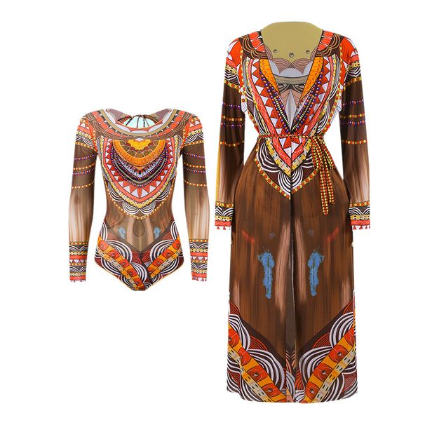 Women's Mesh Sun Protection Long Sleeved One Piece Swimsuit Sexy Vacation Style Cover Up For All Seasons_ecoleips.com