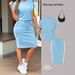 Fashion Off Shoulder T-Shirt Skirt Set Style Simple Design Bodycon Skirt 2 Piece Women's Clothing Set_ecoleips.com