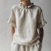 Women's Casual Flounce Hem Short Sleeve Top - Summer Solid Color Loose Fit Blouse (S-XXL, 7 Colors)_ecoleips.com