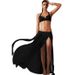 Stretch Mesh Midi Skirt Beach Sexy Slit Vacation Skirt Women's Clothing Swimwear Bikini Cover Up_ecoleips.com