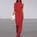 Women's clothing pants solid color one-shoulder pile collar jumpsuit hot selling hot dress pants_ecoleips.com