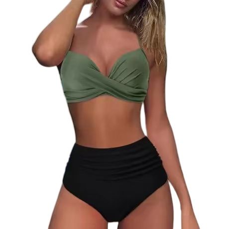 Women's Clothing New Split Bikini Swimsuit Women's Tight Hard Bag Gathered Sexy High Waist_ecoleips.com
